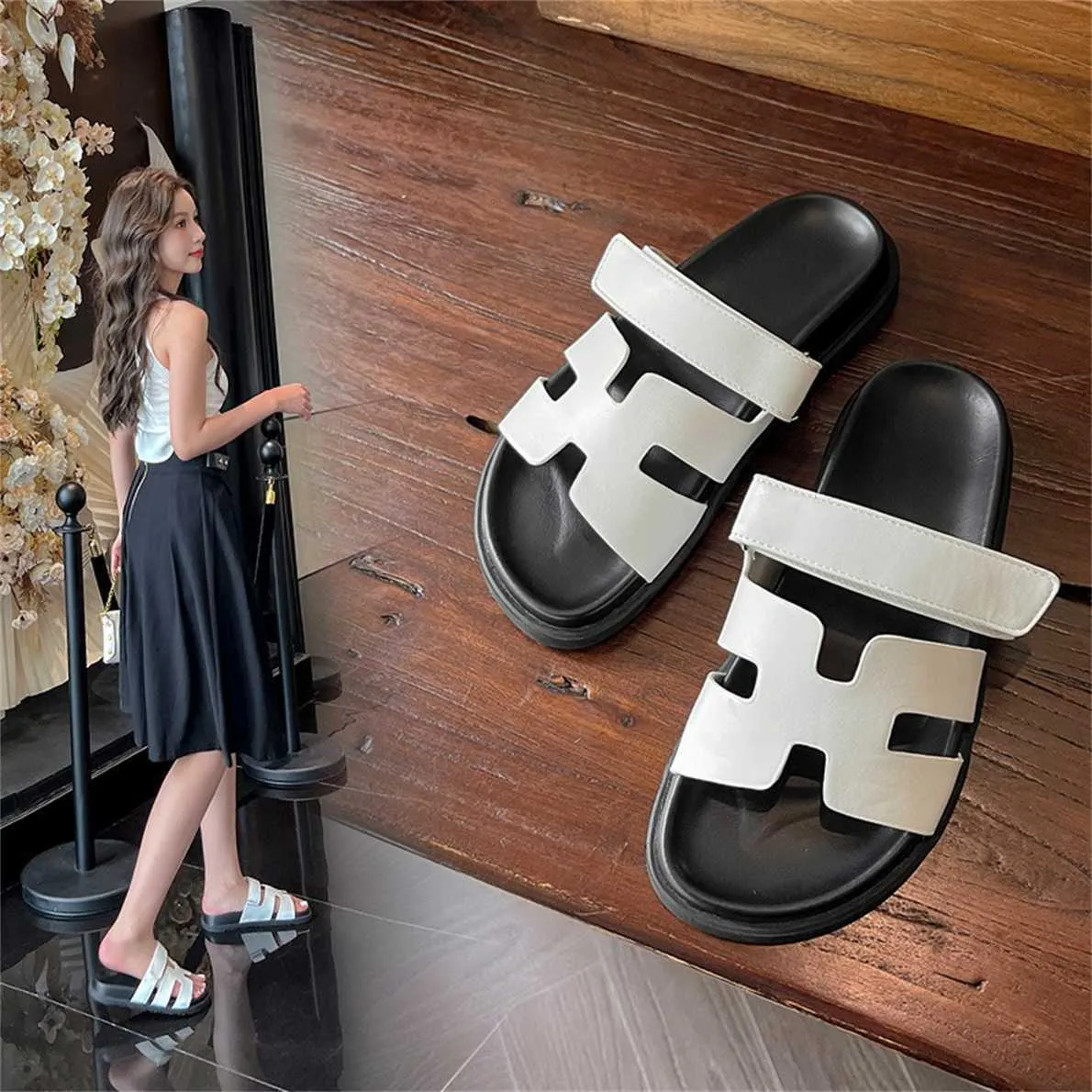 30% de réduction sur les chaussures de créateurs Asigos même deuxième oncle semelle épaisse vêtements d'été pour femmes chaussures pantoufles sandales