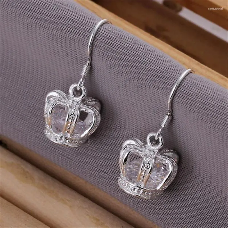 Brincos pendurados requintado coroa de cristal prata 925 banhado a alta qualidade joias de moda de luxo presente
