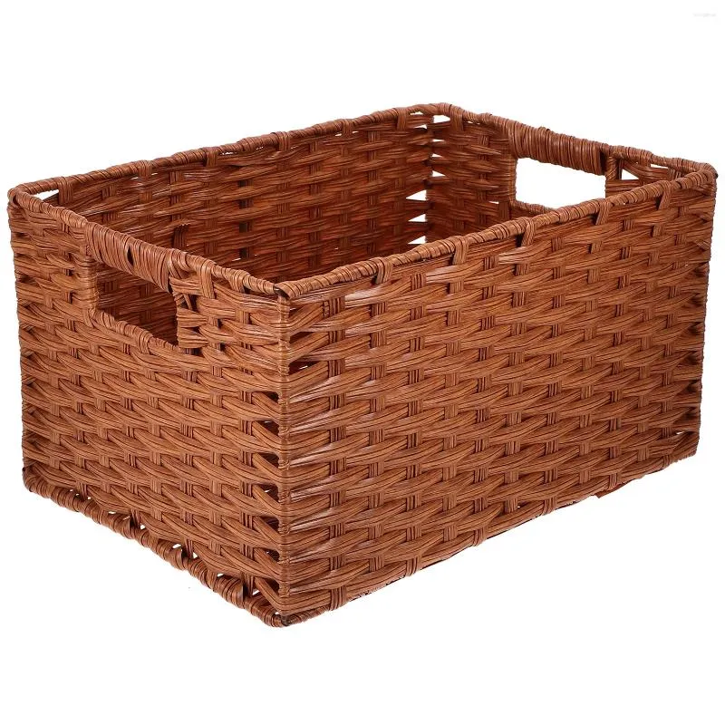 Förvaringsflaskor Seagrass Baskets Imitation Rottan Desktop Container Sundries Portable Organizer för leksakshållare vävt bin