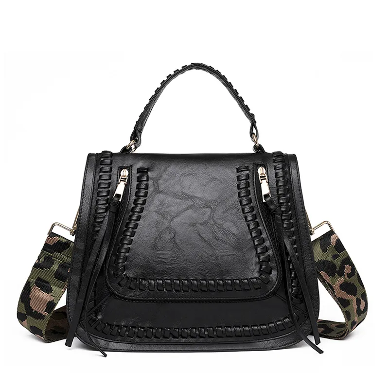 Boho crossbody torba czarna kamuflarz designerskie torby na ramię worki na ramię worki dla kobiet mody luksus designerski Tassels Pas