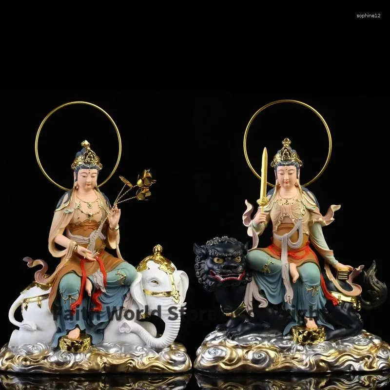 Decorative Figurines HOME Shrine Efficacious Protection Southeast Asia Gold Plating The Bodhisattva Samantabhadra Manjusri Buddha FENG SHUI