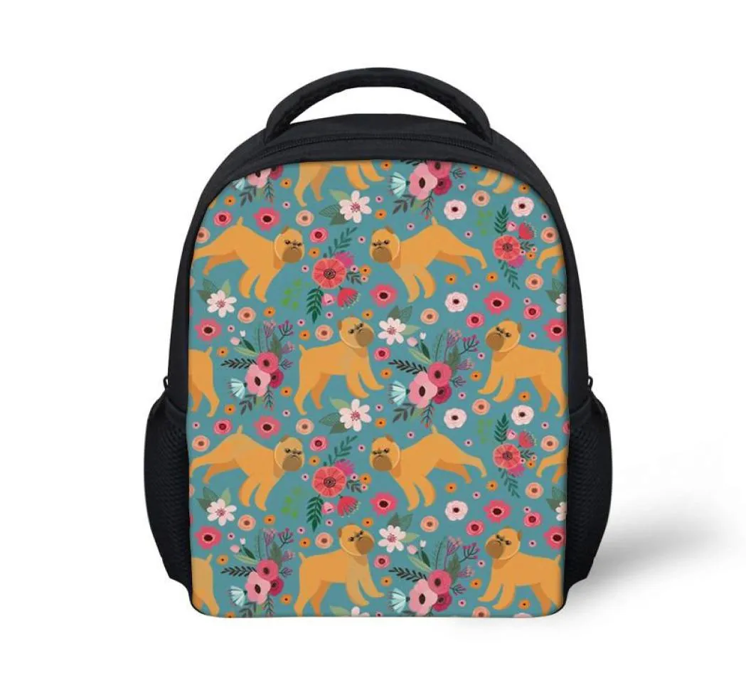 Torby szkolne Dziewczyny Mały plecak dla dzieci przedszkola szkolna Brussels Griffon Design Book Bag ramię softback6874317