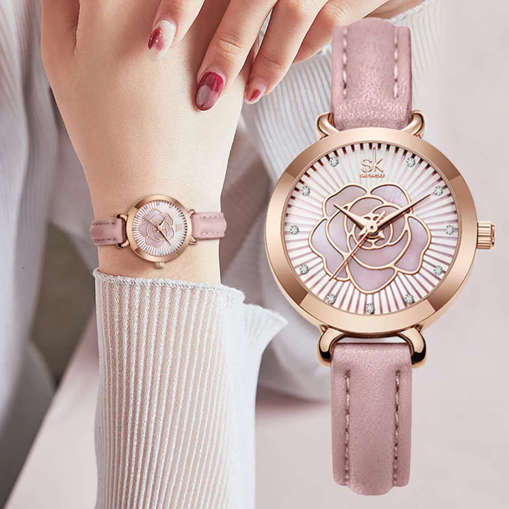 Clean SK Women's Niche, Premium 3D Rose Belt, Shenzhen Watch, Female Quartz Watch Live Streaming 0148