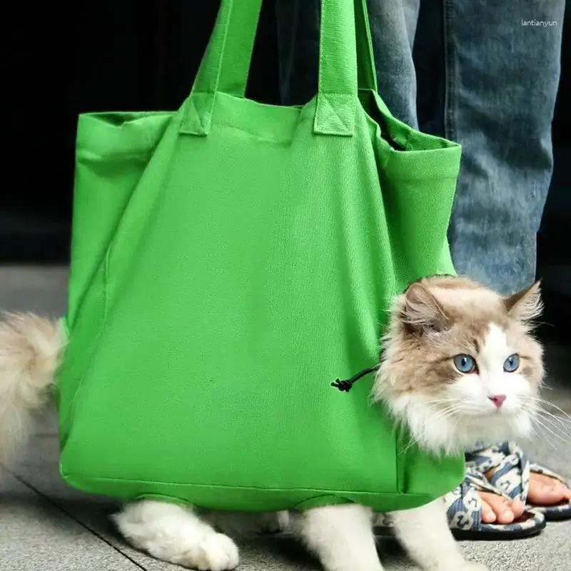 Transportadores para gatos, bolsa de lona para mascotas, impermeable, resistente al viento, transpirable, para llevar al hombro, llevar y sacar al perro para un paseo, suministros para mascotas