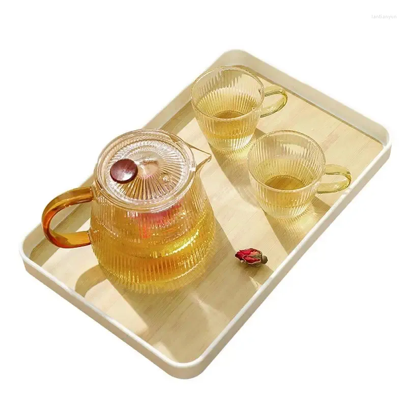 TEA MAKTER SERVING TRAY RECTANGULAR MULTIFUNKTION MAT MED HANDLEGAR Köksarrangör för frukt och grönsaker