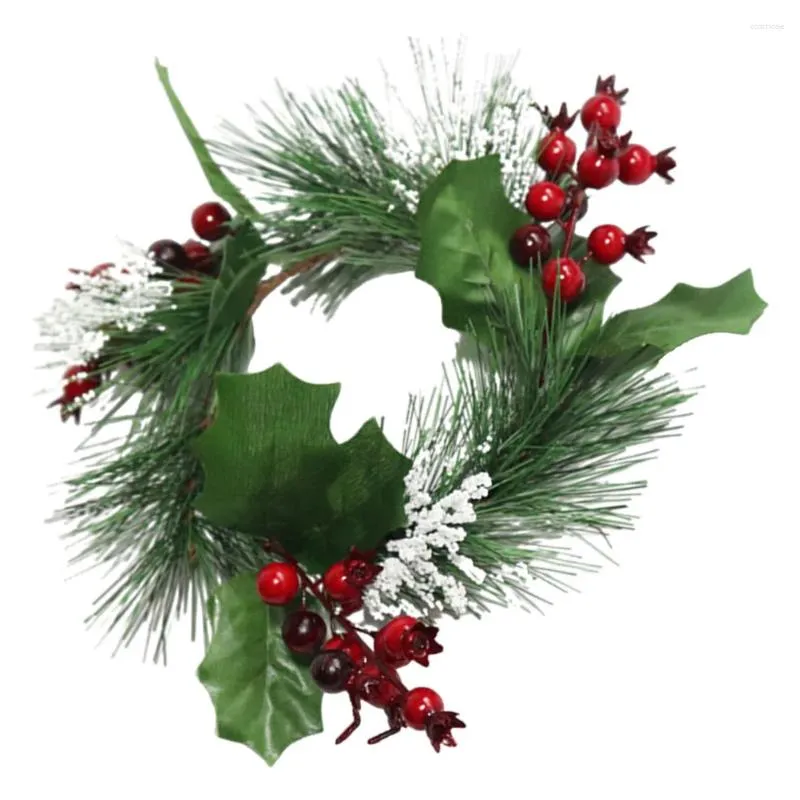 Candle Holders Christmas Garland Decorative Rings 10cm Wedding Xmas Wreaths PVC Pine Needles Ornament Door Ornaments