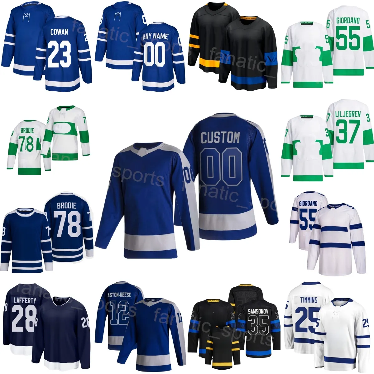 2024-25 Hockey Alternate 55 Mark Giordano Jerseys Dames Kinderen Heren 35 Ilya Samsonov 37 Timothy Liljegren 78 TJ Brodie 59 Tyler Bertuzzi 64 David Kampf Reverse Retro