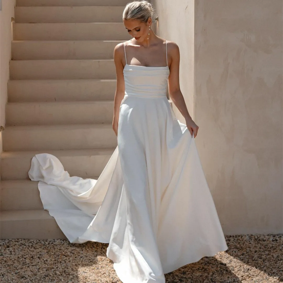 White Strapless A Line Wedding Dress With Sweep Train... From Dyy_dress88,  $66.31 | DHgate.Com