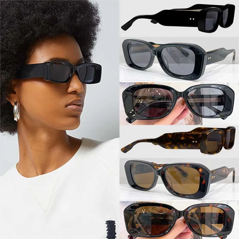 SS24 Designer Mulheres Retangulares Óculos de Sol 1531S Brilhante Quadro de Acetato Preto UV400 Sólido Cinza Lente Lateral Metal Studs Moda Mulheres Viagens Férias Óculos de Sol