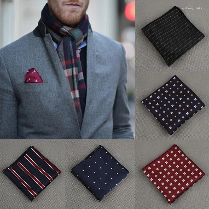 Bow Ties Vintage Silk Kerchief Men Floral Print Pocket Square Handkerchief Striped Chest Towel Hanky Suit Accessories Party Ornaments