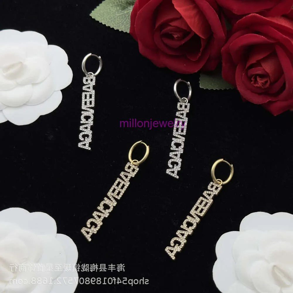 Bijoux bb boucle d'oreille BB lettre diamant boucles d'oreilles b-line pendentif Long en laiton personnalisé lumière luxe 925 argent boucles d'oreilles