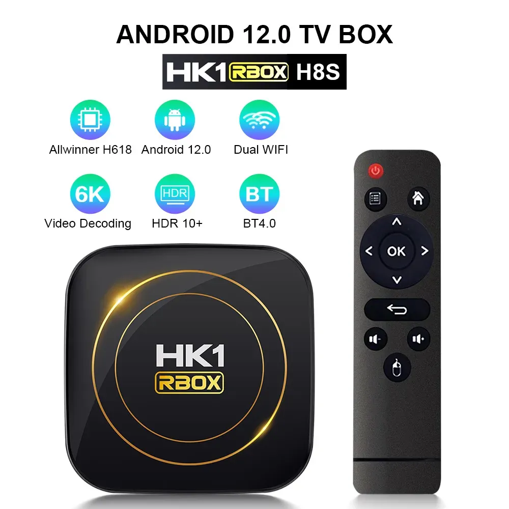 Box TV Box HK1 Rbox H8S Android 12 Allwinner H618