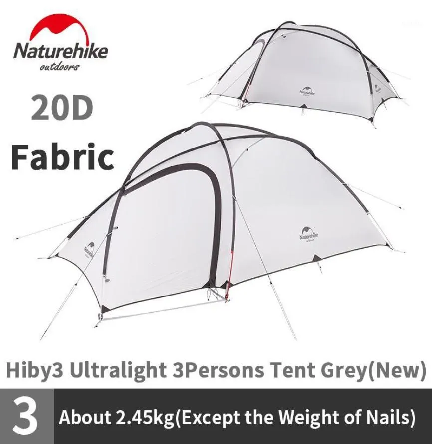 Tentes et abris Naturehike Hiby 3 Tente de camping 34 personne 20d Silicone Nylon Fabric Ul ultra-léger or avec MAT N18K2401223699