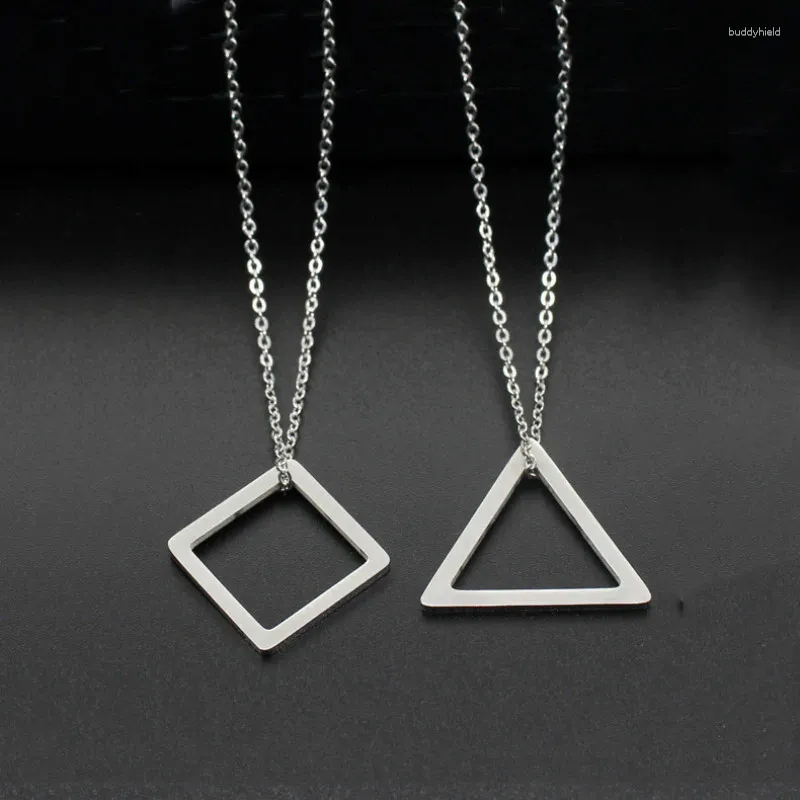 Ожерелья с подвесками 2024, символ геометрии, звезда, сердце, треугольник, ожерелье, цепочка из нержавеющей стали, серебряный цвет, ювелирные изделия для мужчин и женщин