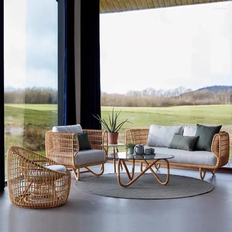 Housses de chaise nordique, canapé d'extérieur, tissage de vigne, Protection contre la pluie et le soleil, nid d'oiseau, petit balcon, meubles de Villa