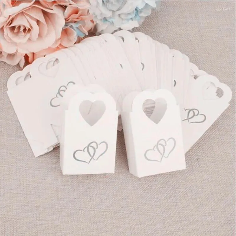 Gift Wrap 50pcs/lot Mini Jewelry Heart Handbag Kraft Paper Chocolate Favor Candy Box Packaging Bag Wedding Birthday