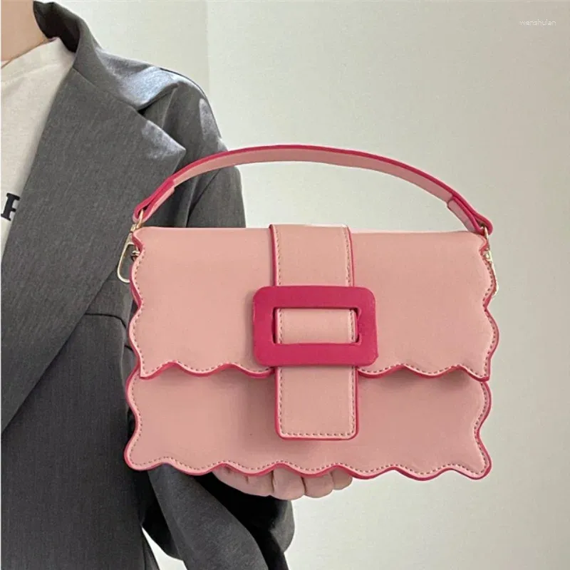 Evening Bags Pink Small Square Messenger Bag For Women Fashion Ladies Flap Handbags Pu Leather Shoulder Crossbody Female Cute Purse