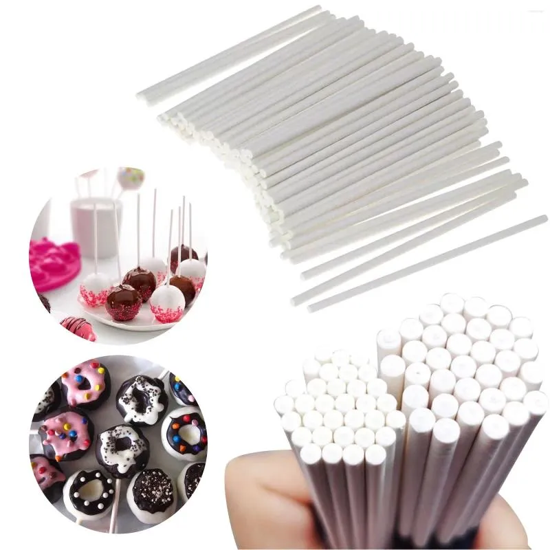 Disposable Flatware Kraft Paper Stick White Lollipop Decorating Solid For Chocolate