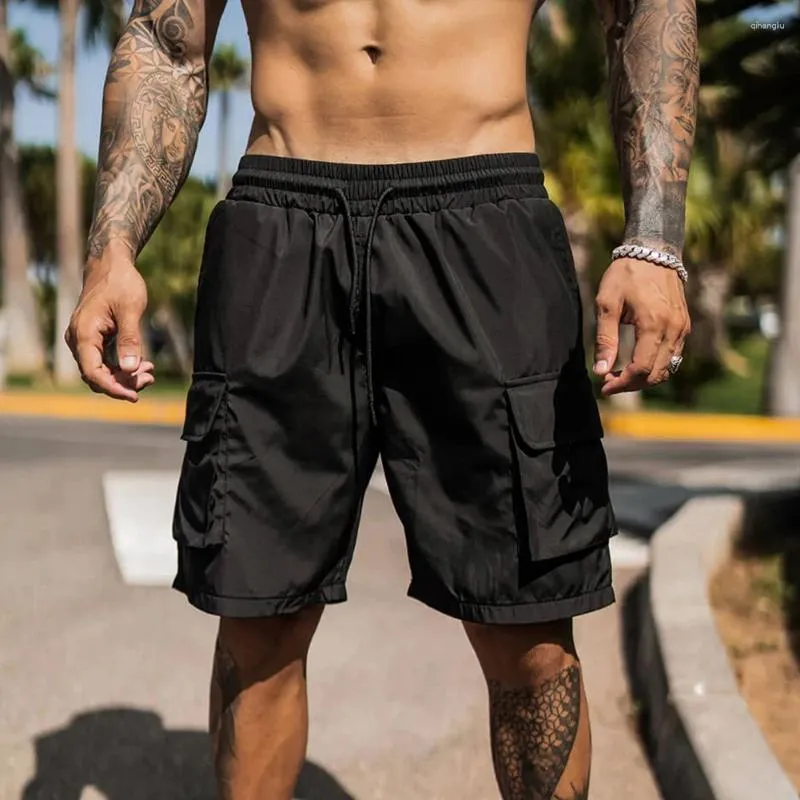 Shorts pour hommes Mode Hommes Militaire Muscle Cordon Poches Cargo Pantalon d'entraînement Poche Pantalon de sport Casual Mâle