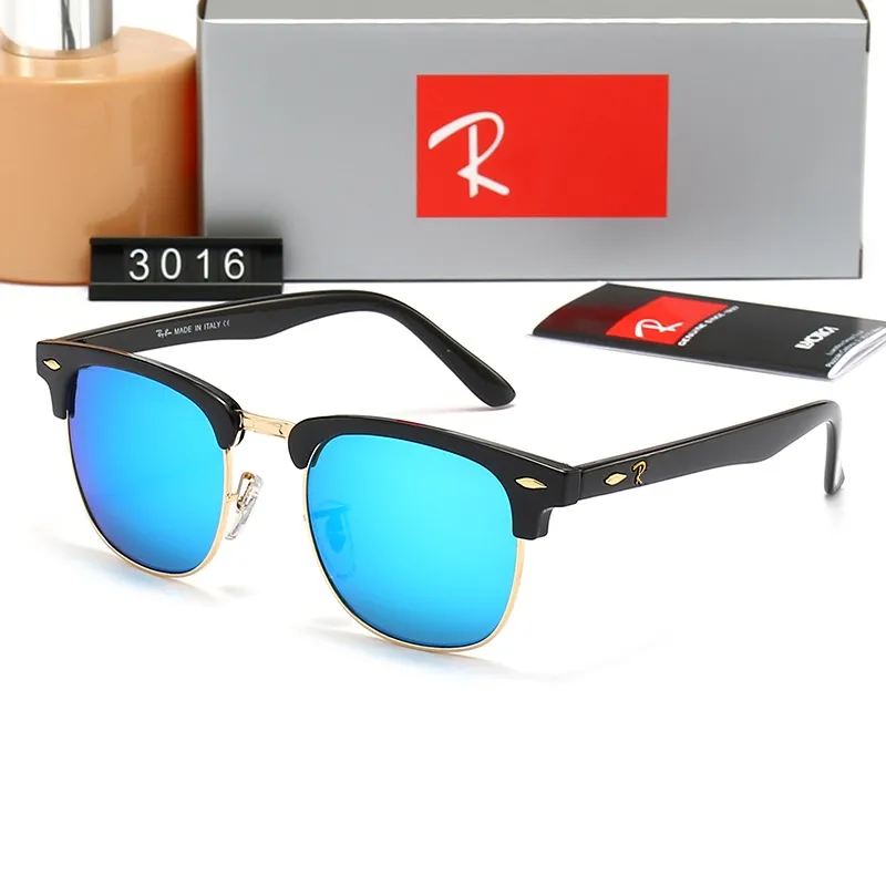 高品質のバージョンデザイナーサングラスクラシックブランドファッションハーフフレームサングラスグラス女性男性偏光屋外での偏光屋外眼鏡UV400アイウェアRB3016