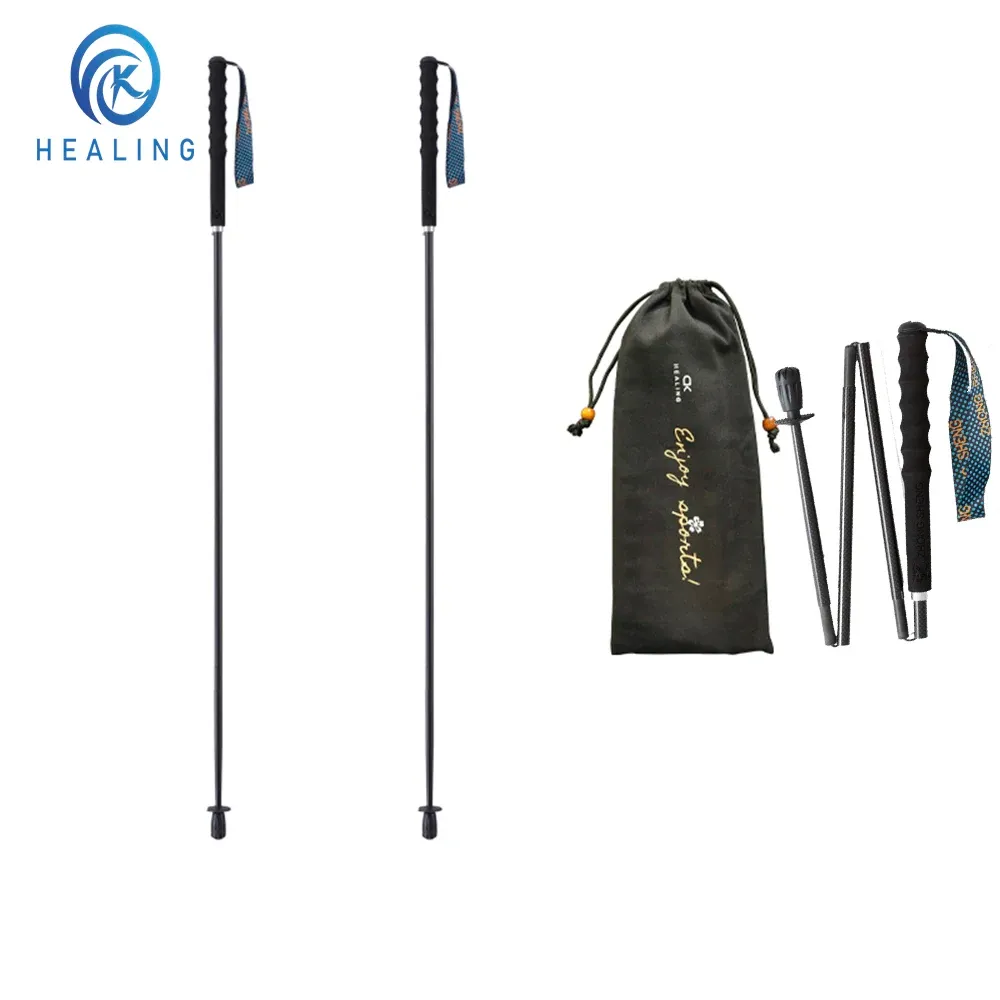 Bastones Bastones De Senderismo Plegables Totalmente 100% Carbono 3k Ultraligero Cinco Secciones Negro Vendido Senderismo Trekking Bastones De Viaje Portátiles