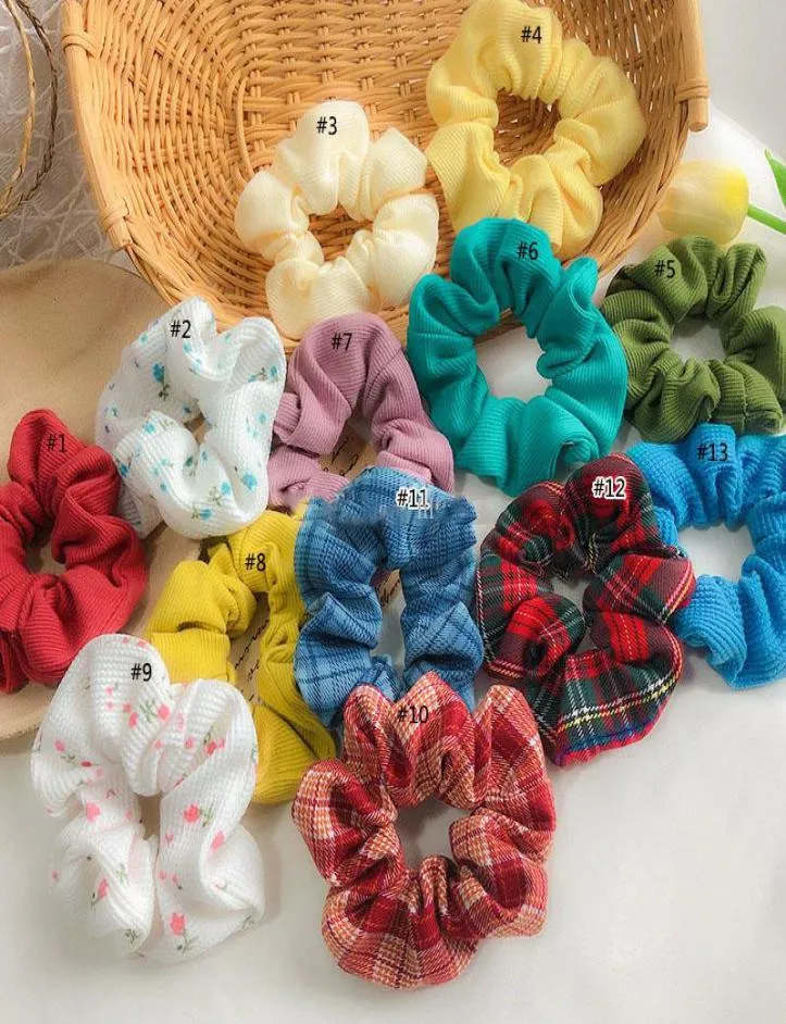 Mulheres scrunchies bandana floral xadrez hairbands intestino grande laços de cabelo cordas meninas rabo de cavalo titular na moda acessórios de cabelo 7911033