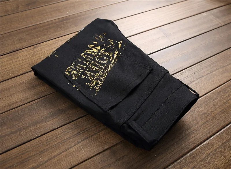 New Brand Embroidered Rose Denim Slim Fit Graffiti Jeans For New Brand Embroidered Rose Denim Slim Fit Graffiti Jeans For
