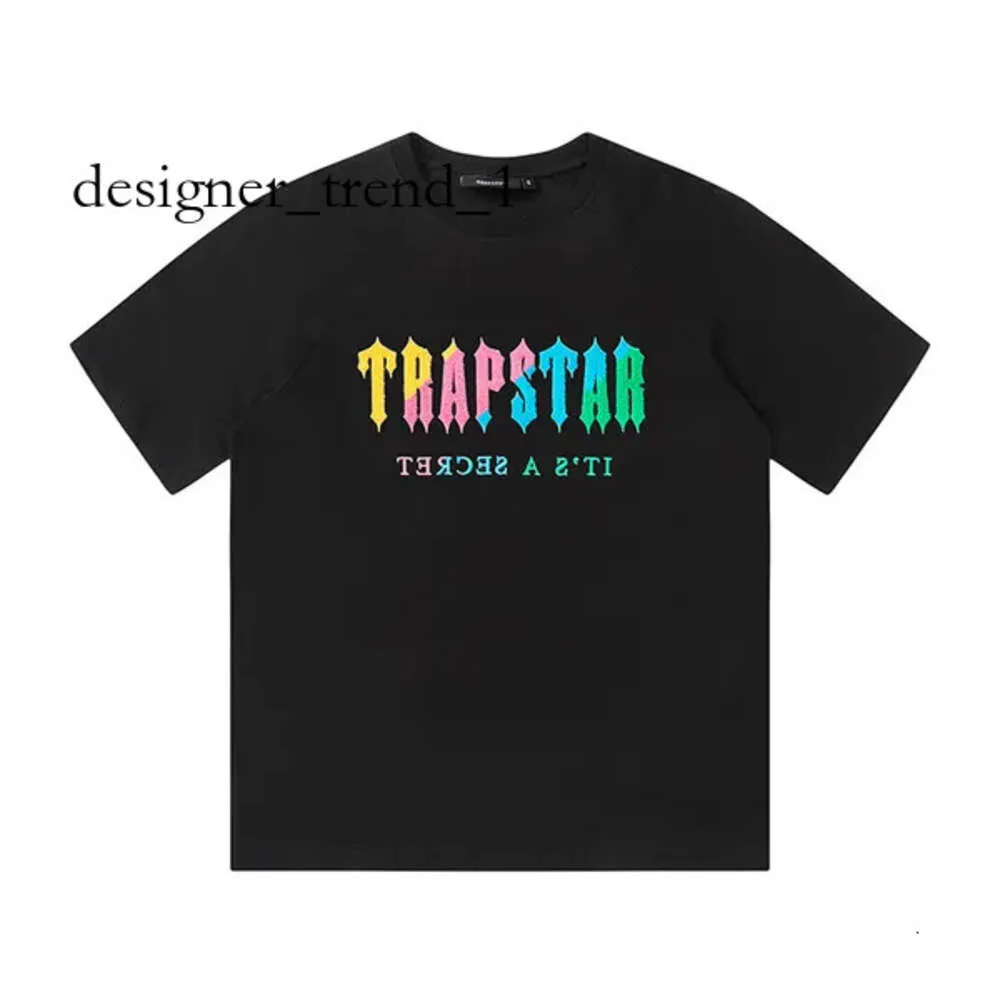 T-shirt Trapstar da uomo ricamata con lettere floccate, traspirante, confortevole, maglietta casual Trapstar da uomo, moda donna, lusso, manica corta, magliette Trapstar 3047