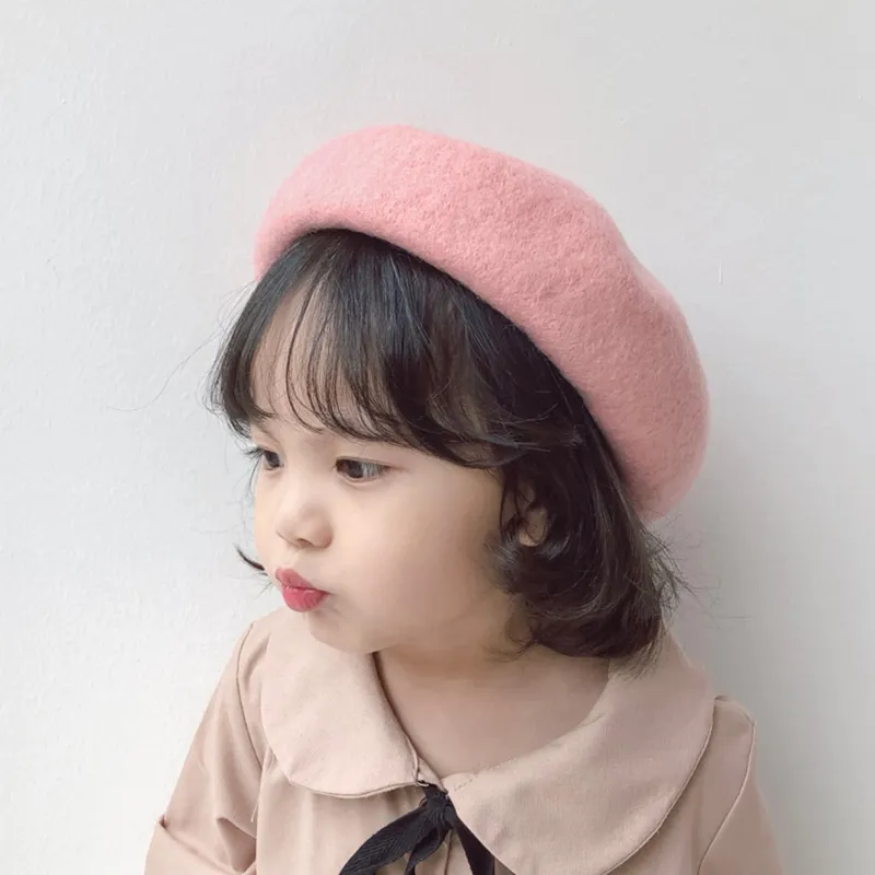 Cozy Solid Color Beret Hat for Girls - Vintage Beanie Bonnet