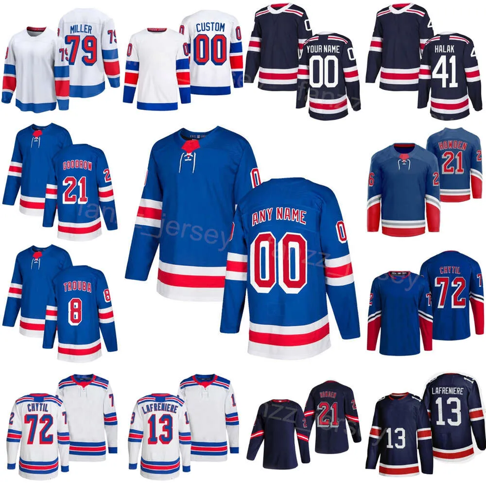 2024 2025 Hockey Stadium Series 23 Adam Fox Jerseys 72 Filip Chytil 79 KAndre Miller 24 Kaapo Kakko 21 Barclay Goodrow 8 Jacob Trouba Numéro de nom personnalisé rétro inversé