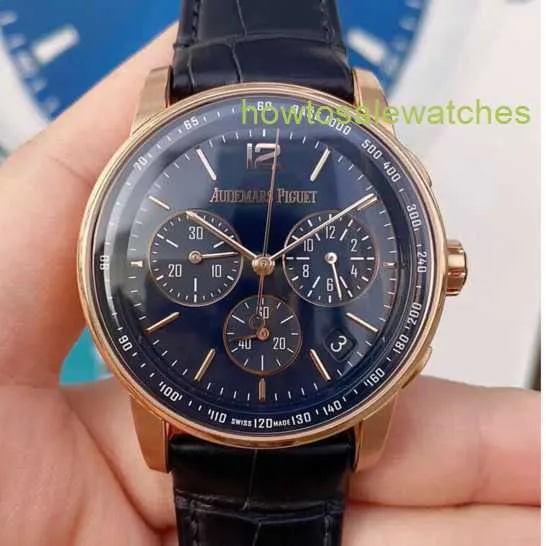 Lastest AP Wrist Watch CODE 11.59 Series 26393OR Rose Gold Smoked Purple Mens Fashion Leisure Business Sports Chronograph Watch