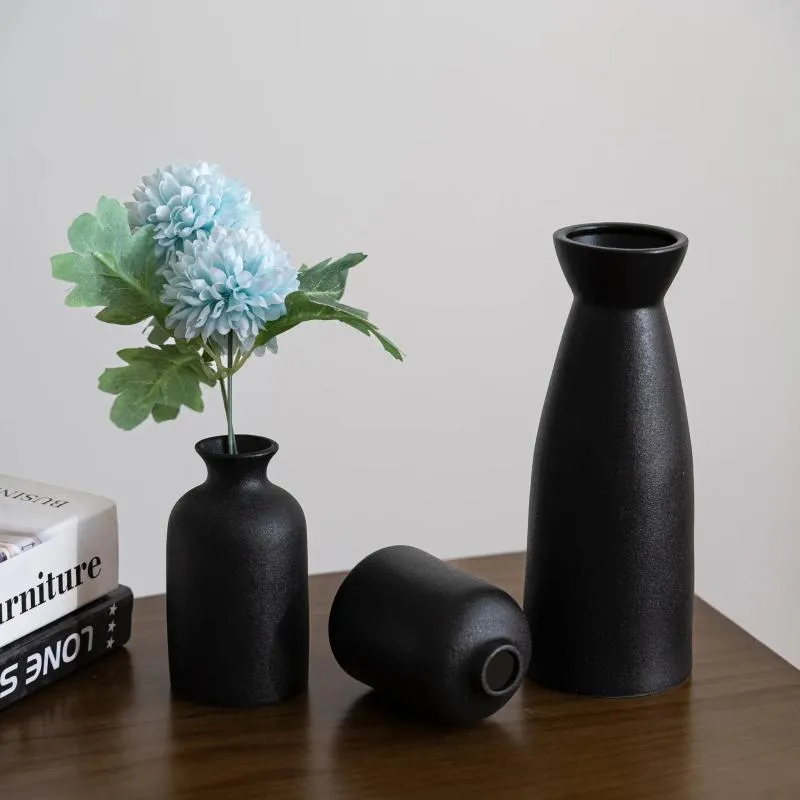 Vasen Keramik Vase Set Möbel Haus Wohnzimmer Blumenarrangement moderne Ware dreiteiliger weißer Flasche