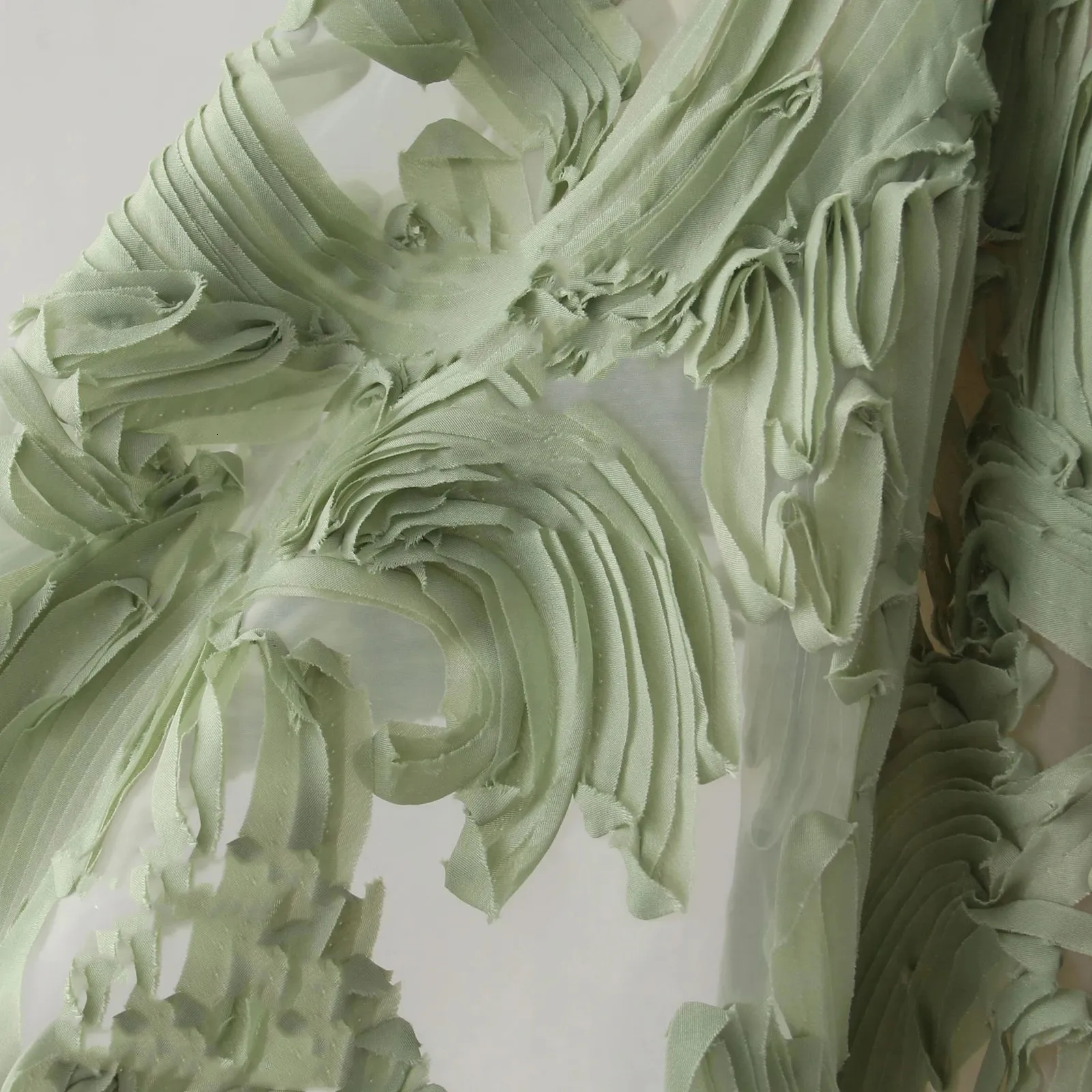 Large Flower Gauze Mesh Embroidered Fabric Dress Fluffy Skirt Diy Sewing Designer Fabric 240326