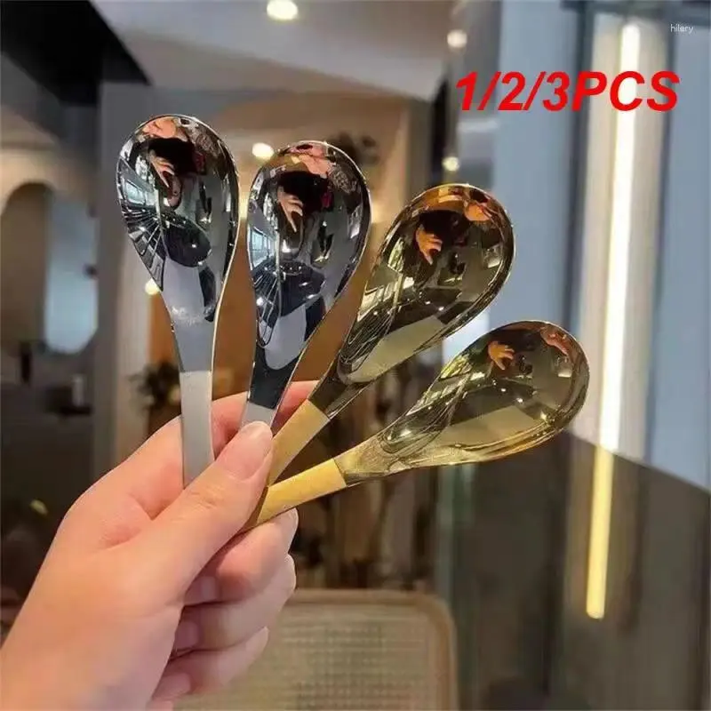 Colheres 1/2/3 PCS Ins Aço Inoxidável Coreia Sopa Casa Cozinha Concha Capacidade Ouro Prata Espelho Polido Talheres para Café