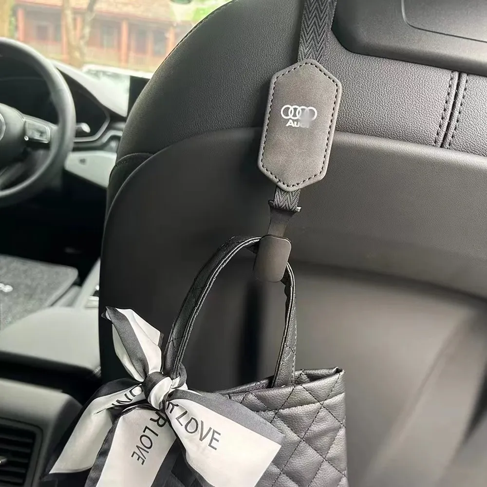 Frosted Leather Nylon Strape Universal Car Seat Back Organizer Lagring Huvudstödkrokar Hanger Holder Car Mounted Lanyard för alla Audi A6L Q7 Q5L A4L Q3