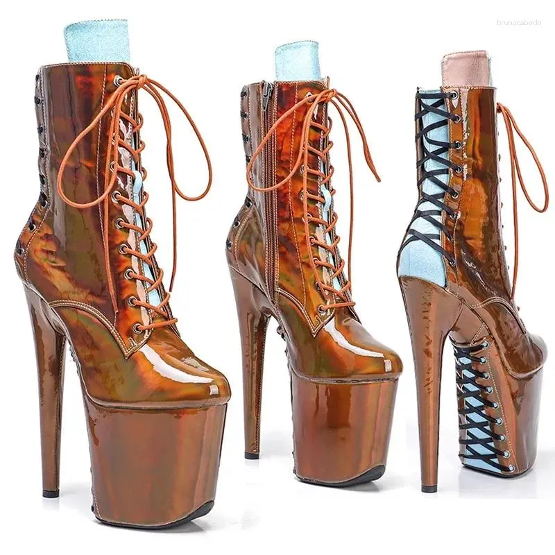 Танцевальная обувь, модные пикантные модели, женские туфли из искусственной кожи на платформе, вечерние туфли на высоком каблуке 20 см/8 дюймов, 470
