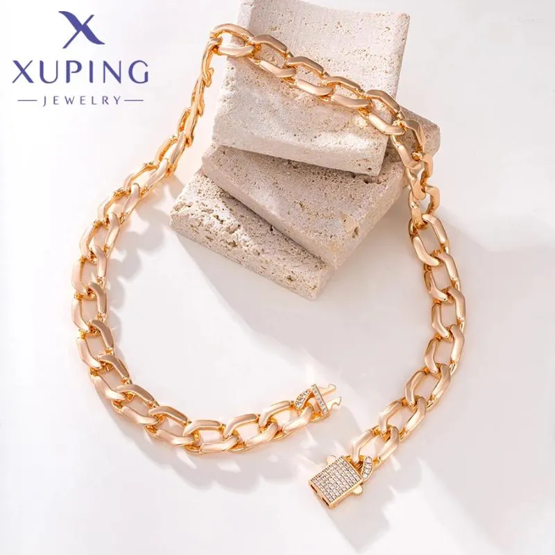 Pendant Necklaces Xuping Jewelry Arrival Fashion Stone 40cm Lock Gold Color Charm Necklace For Women Girls Exquisite Gift