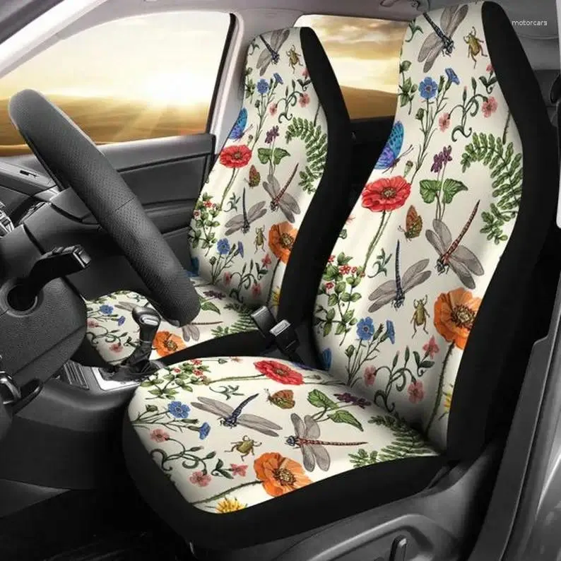 Autositzbezüge Libellen und Blumen Frühlingsaccessoires Geschenk für Sie Maßgeschneiderte Abdeckung vorne