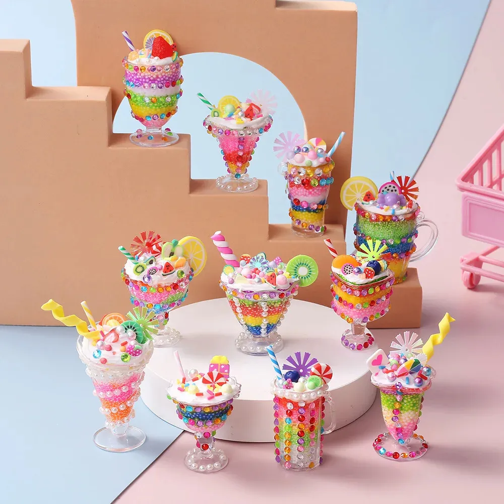 Enfants crème glacée Mini tasse à la main jouet Dessert fête crème colle matériel Pack enfants bricolage Art et artisanat jouets filles cadeaux 240329