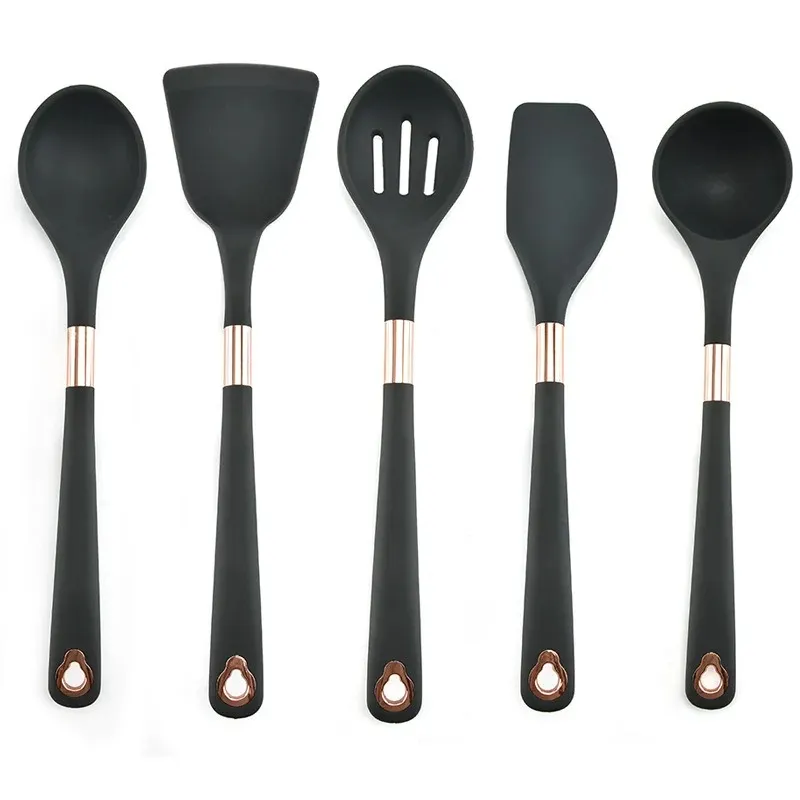 Pentole da cucina Utensili da cucina in silicone Pentole antiaderenti Strumento di cottura Spatola Mestolo Frullini uova Pala Cucchiaio Utensili da zuppa Set