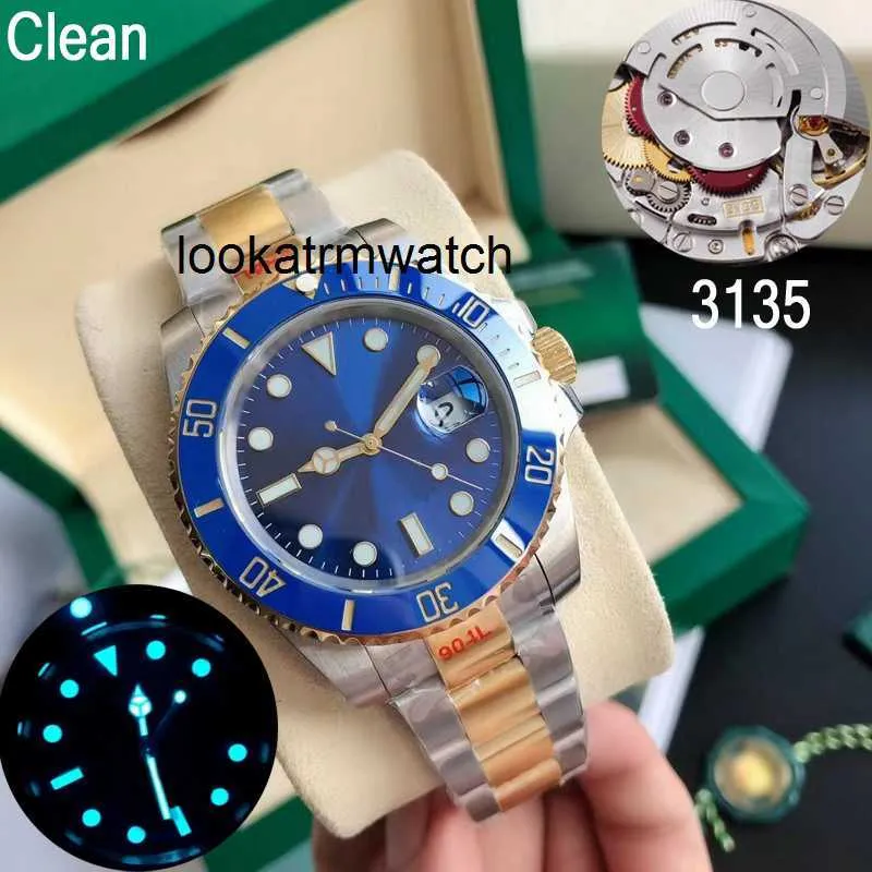 Mens assistir RLX Fábrica Designer Relógios Tipos Limpo Luxo Mens Relógio Ouro Misto Prata 116610l Azul Cerâmica 3235 Relógios Mecânicos 904l Sa