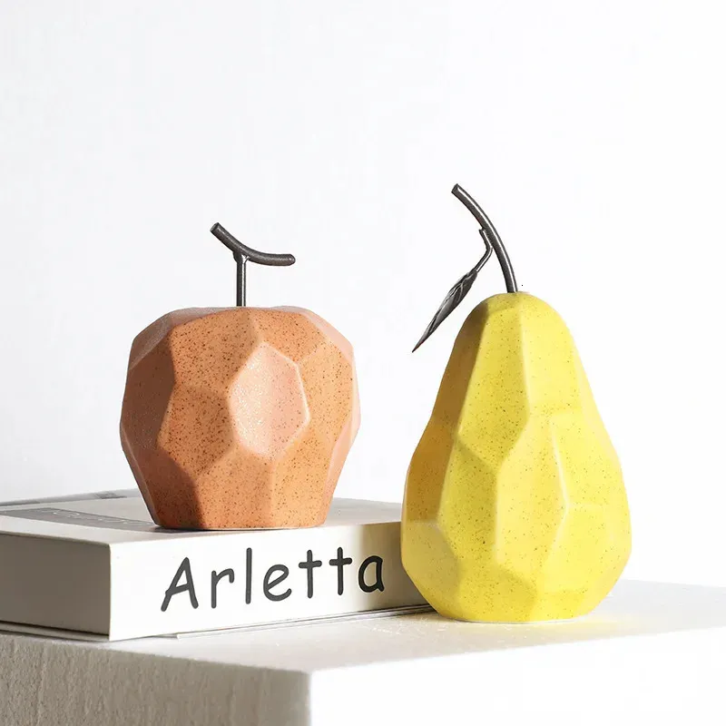 Nordic Sculpture Figurines For Interior Office Desk Accessories Home Decor Pear Apple Ceramic Decor Abstract Fruit Ornaments 240325