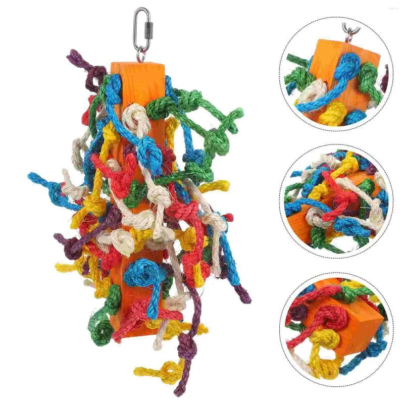 Outros pássaros abastecem corda de sisal colorida mastigação de forrageamento de brinquedos de pássaros pendentes de balanço de balanceamento pendurado