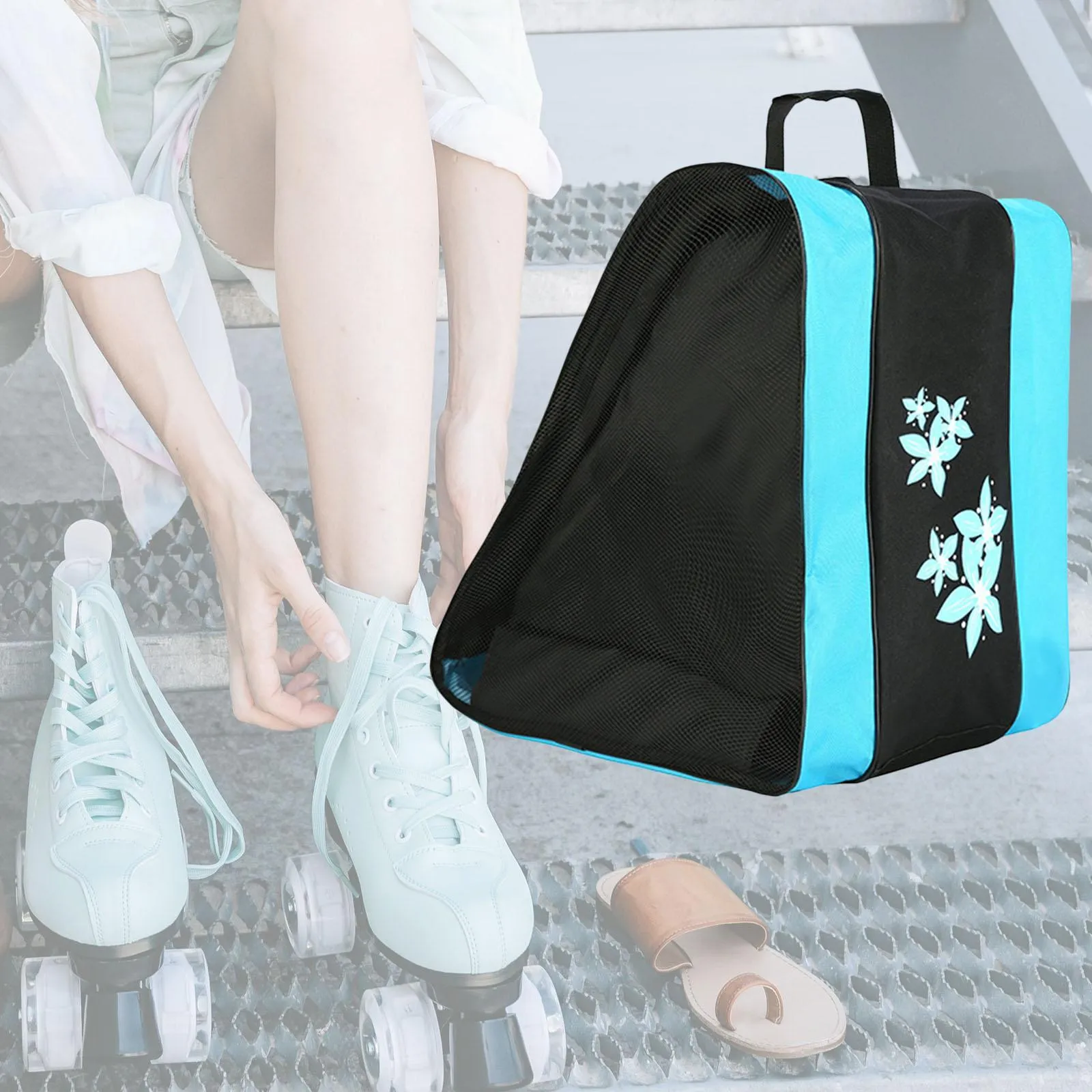 Portable Unisex Roller Skate Bag 3-Layer Storage Bag Skate Carrying Bag
