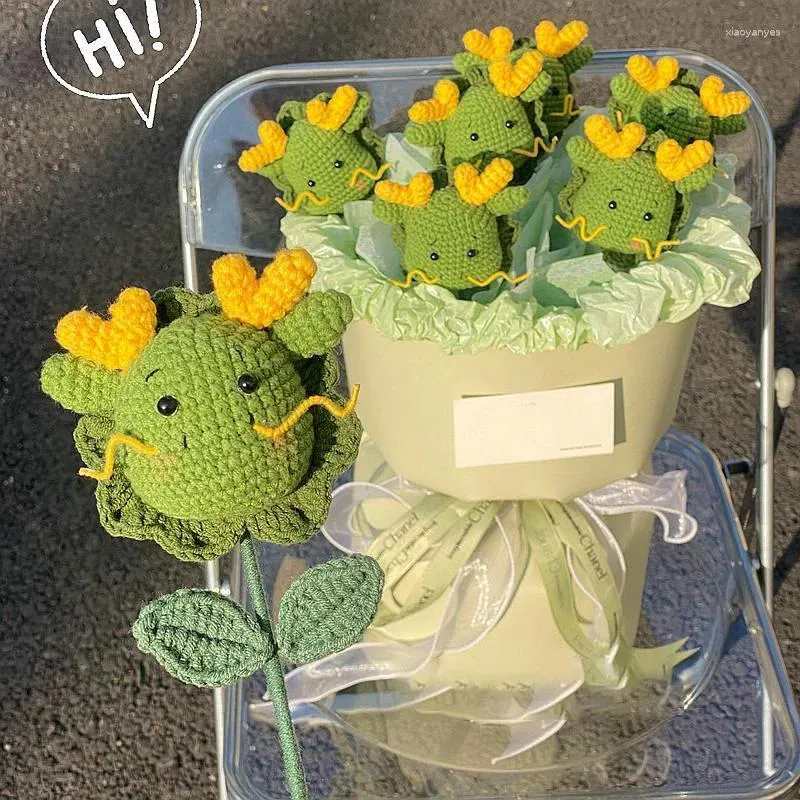 Fleurs décoratives tricotées à la main au crochet petite fleur de dragon fait maison fini maison décor de mariage fête bouquet anniversaire Saint-Valentin