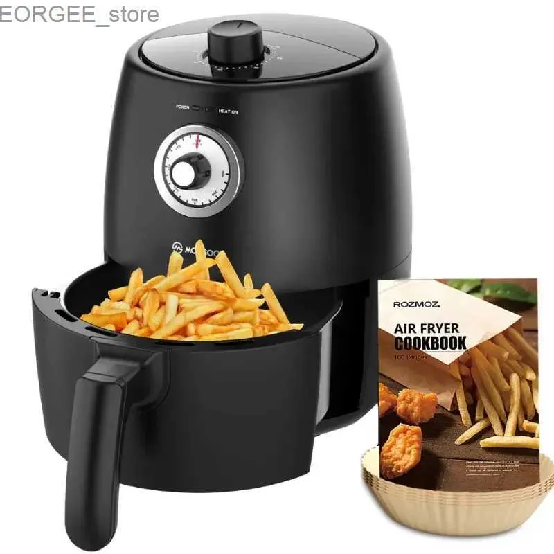 エアフライヤーHaoyunma Mini Air Fryer Compact 2-Quart Air Fryer温度/タイムダイヤルコントロールクックブックと50枚の紙の裏地Y240402