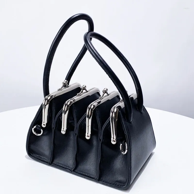 Shoulder Bags Vintage Multi-Layer Clip For Women Luxury Designer Handbag Purses 2024 In PU Mini Organ Style Top Handle Wrist