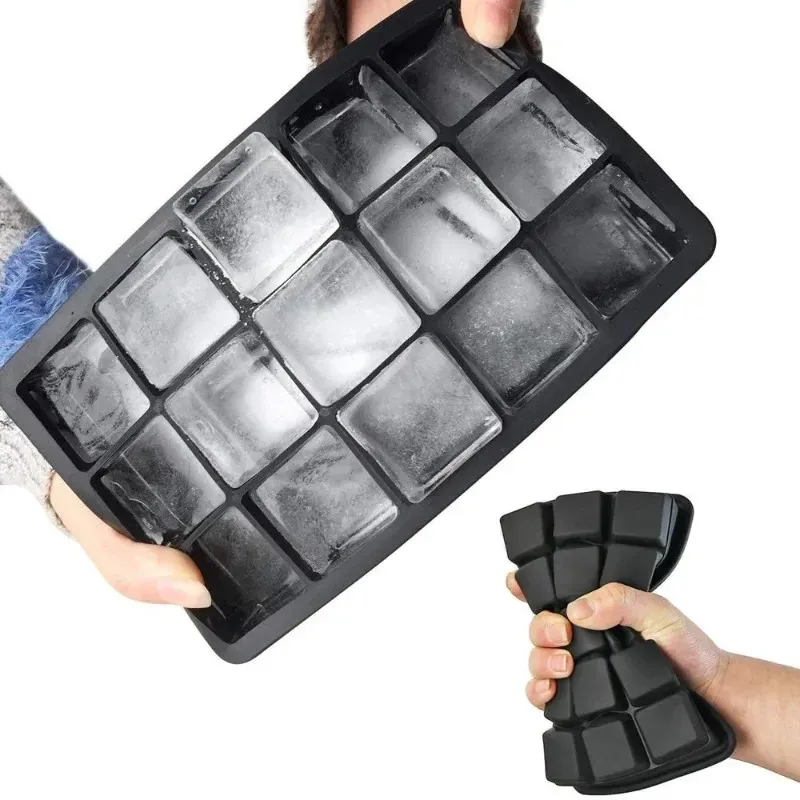 2024 15 Grid Silicone Ice Cube Mold Big Square Ice Cube Tray Mold Ice Cube Maker Icke-Toxic Hardble Bar Pub Wine Ice Blocks Maker- For Big Square Ice Cube Tray