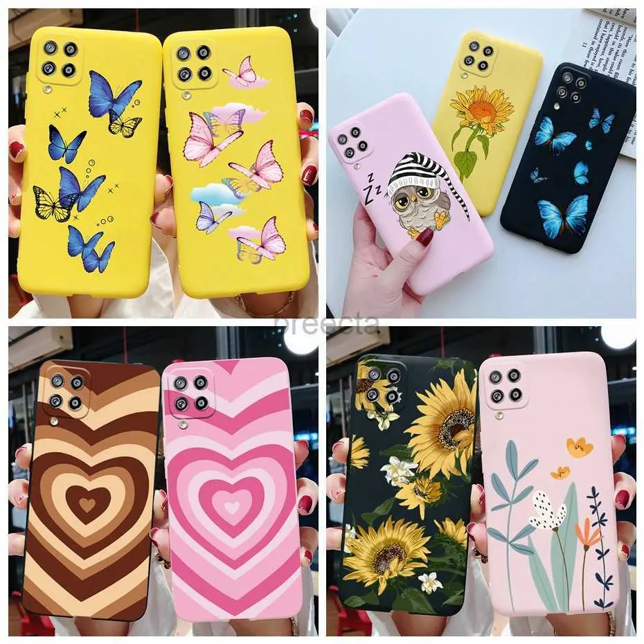 Cell Phone Cases For Samsung M32 Case Silicon Soft Cute Butterfly Flower Painted Back Cover Galaxy M 32 SM-M325F 2442