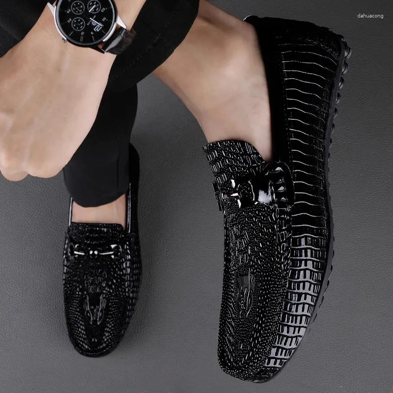 Casual Shoes Fashion Men's Crocodile Pattern Mocassins Comfy Slip On Loafers Italian Formal Designers Driving
